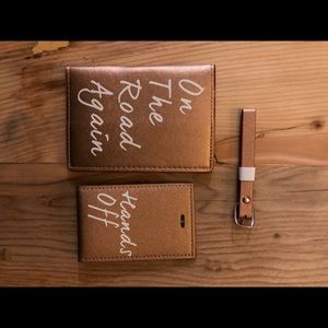 Rose gold luggage tag and passport cover